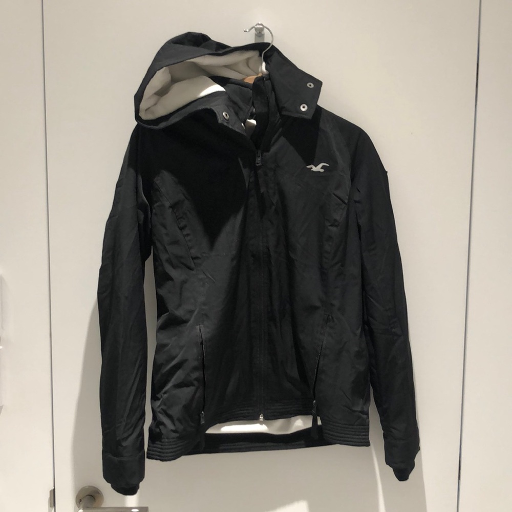 Black Hollister Fleece Lined Hooded Winter Coat